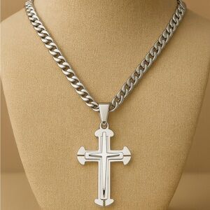 Mens Stainless Steel Cross Pendant